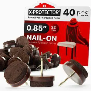 Nail-on Felt Pads 40 PCS - 0.85" Felt Furniture Pads | Brown Chair Leg Floor Protectors - Nail in Furniture Pads for Furniture Legs - The Best Felt Chair Pads for Hardwood Floors Nail-on Felt Pads 40 PCS - 0.85" Felt Furniture Pads | Brown Chair Leg Floor Protectors - Nail in Furniture Pads for Furniture Legs - The Best Felt Chair Pads for Hardwood Floors