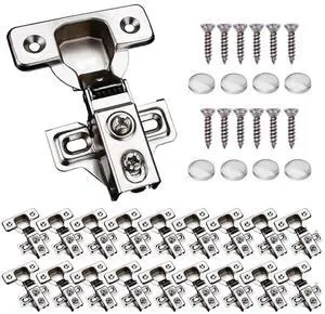 20 Pack Soft Close Cabinet Door Hinges for 1/2 Inch Overlay Cupboard, 105 Degree Opening Angel, Stainless Concealed Kitchen Cabinet Hinges with Mounting Screws, Manual and Door Bumpers 20 Pack Soft Close Cabinet Door Hinges for 1/2 Inch Overlay Cupboard, 105 Degree Opening Angel, Stainless Concealed Kitchen Cabinet Hinges with Mounting Screws, Manual and Door Bumpers