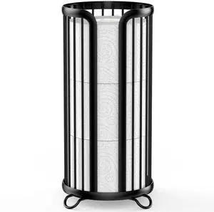 Toilet Paper Holder Stand, Freestanding Toilet Paper Storage,Black | Waterproof Raised Feet,Rustproof,Fit 3 Mega Rolls,No Drilling No Assemble,Minimalistic Storage,Space-saving Renter Friendly Toilet Paper Holder Stand, Freestanding Toilet Paper Storage,Black | Waterproof Raised Feet,Rustproof,Fit 3 Mega Rolls,No Drilling No Assemble,Minimalistic Storage,Space-saving Renter Friendly