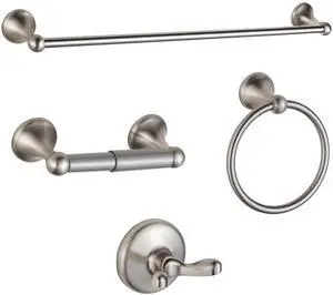 Bathroom Accessory Set, Brushed Nickel Adjustable Expandable Towel Bar 4-Piece Bathroom Hardware Set Wall Mounted Bathroom Accessory Set, Brushed Nickel Adjustable Expandable Towel Bar 4-Piece Bathroom Hardware Set Wall Mounted