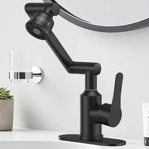 Stainless Steel Bathroom Sink Faucet, 1080° Rotatable, Matte Black | Fit 1 Hole Sink, 4 Water Outlet Modes, Three-stage Rotating Design, Flexible Adjustment, Anti-Rust, No Leakage, Single Handle Stainless Steel Bathroom Sink Faucet, 1080° Rotatable, Matte Black | Fit 1 Hole Sink, 4 Water Outlet Modes, Three-stage Rotating Design, Flexible Adjustment, Anti-Rust, No Leakage, Single Handle