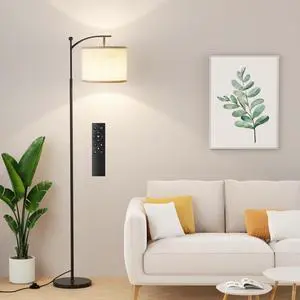 60" Floor Lamp with Remote and Stepless Dimmable Bulb, Black Pole | Colors Temperature and Brightness Adjustable, Foot Switch, Remote Control, Beige Shade, Modern Floor Lamp for Living Room 60" Floor Lamp with Remote and Stepless Dimmable Bulb, Black Pole | Colors Temperature and Brightness Adjustable, Foot Switch, Remote Control, Beige Shade, Modern Floor Lamp for Living Room