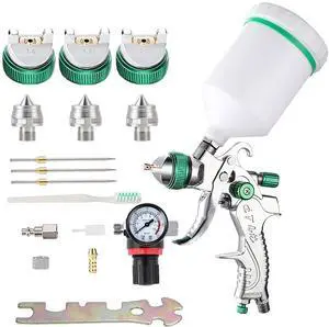 Professional HVLP Spray Gun Set Gravity Feed Air Spray Gun with 1.4, 1.7, 2.0mm Nozzles 20oz 600cc with Gauge for Auto Paint, Primer, Clear/Top Coat & Touch-Up (Not Suitable for Latex Paint) Professional HVLP Spray Gun Set Gravity Feed Air Spray Gun with 1.4, 1.7, 2.0mm Nozzles 20oz 600cc with Gauge for Auto Paint, Primer, Clear/Top Coat & Touch-Up (Not Suitable for Latex Paint)