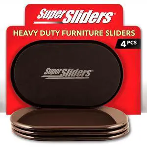 5-3/4" x 9-1/2" XL Oval Reusable Furniture Sliders for Carpet, Anti-Slip Protective Furniture Moving Pads for Beds, Sofas, Dressers, Set of 4, Brown 5-3/4" x 9-1/2" XL Oval Reusable Furniture Sliders for Carpet, Anti-Slip Protective Furniture Moving Pads for Beds, Sofas, Dressers, Set of 4, Brown