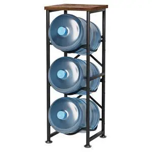 5 Gallon Water Jug Holder, 3-Tier Water Bottle Holder with Wood Top Shelf, Heavy Duty Water Cooler Jug Rack, Water Dispenser Storage Stand for Office and Living Room 5 Gallon Water Jug Holder, 3-Tier Water Bottle Holder with Wood Top Shelf, Heavy Duty Water Cooler Jug Rack, Water Dispenser Storage Stand for Office and Living Room