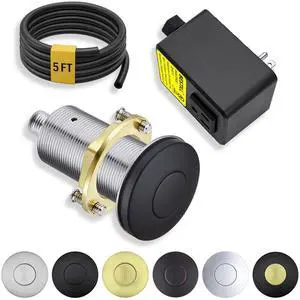 All Metal Garbage Disposal Air Switch Kit, UL Listed Matte Black Long Push Button for Waste Disposer, Cordless Sink Top Switch On/Off Button, Compatible with all Garbage Disposals All Metal Garbage Disposal Air Switch Kit, UL Listed Matte Black Long Push Button for Waste Disposer, Cordless Sink Top Switch On/Off Button, Compatible with all Garbage Disposals