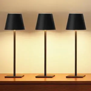 3 Pack Cordless Table Lamp, Battery Operated Lamp - Portable Waterproof Rechargeable Table Lamp w/ 3 Color Temps & Stepless Dimming for Dinner, Desk, Cafe, Outdoor (Black) 3 Pack Cordless Table Lamp, Battery Operated Lamp - Portable Waterproof Rechargeable Table Lamp w/ 3 Color Temps & Stepless Dimming for Dinner, Desk, Cafe, Outdoor (Black)