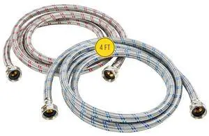 Washing Machine Hoses (4FT) - OCT Connect for Easy & Secure Tightening - Universal Fit to All Wash Machines - (2 Pack) Braided Stainless Steel - Burst Proof Washer Water Supply Line Washing Machine Hoses (4FT) - OCT Connect for Easy & Secure Tightening - Universal Fit to All Wash Machines - (2 Pack) Braided Stainless Steel - Burst Proof Washer Water Supply Line