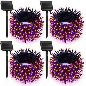 4 Pack Solar Halloween Lights, 184FT 480 LED, Orange and Purple | Solar String Lights Outdoor Waterproof Black Wire with 8 Modes, Solar Fairy Light for Garden Yard Patio Party Decors 4 Pack Solar Halloween Lights, 184FT 480 LED, Orange and Purple | Solar String Lights Outdoor Waterproof Black Wire with 8 Modes, Solar Fairy Light for Garden Yard Patio Party Decors