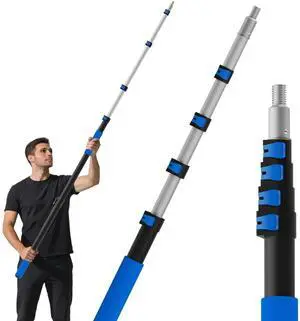 26FT Reach Telescopic Extension Pole, 5-20FT Paint Roller Extension Pole with Flip-Lock Design, Aluminum Alloy Threaded Head for Painting Cleaning Dusting & Window Washing Tools 26FT Reach Telescopic Extension Pole, 5-20FT Paint Roller Extension Pole with Flip-Lock Design, Aluminum Alloy Threaded Head for Painting Cleaning Dusting & Window Washing Tools