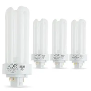 26W Triple Tube Compact Fluorescent Light Bulb, 4 Pack | GX24Q-3 4-Pin Plug-In Base, 4100K Cool White, T4, K20788, PL26W/3U/4P/841 26W Triple Tube Compact Fluorescent Light Bulb, 4 Pack | GX24Q-3 4-Pin Plug-In Base, 4100K Cool White, T4, K20788, PL26W/3U/4P/841