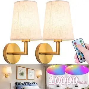 Wall Sconce Battery Operated Wall Light Fixure with Remote Control, Dimmable Battery Operated Wall Sconces Set Of Two, Indoor Wireless Wall Mounted Lamp with Rechargable Bulb For Bedroom Living Room ( Wall Sconce Battery Operated Wall Light Fixure with Remote Control, Dimmable Battery Operated Wall Sconces Set Of Two, Indoor Wireless Wall Mounted Lamp with Rechargable Bulb For Bedroom Living Room (