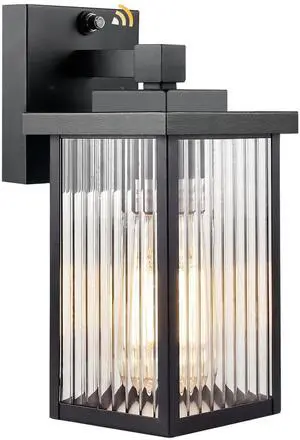 Black Dusk to Dawn Wall Mount Porch Lights, Classic Outdoor Lights | Ribbed Glass, Auto On and Off, Anti-Rust Metal Frame, Tempered Glass, E26 Socket, Easy DIY Install on Porch, Garage Black Dusk to Dawn Wall Mount Porch Lights, Classic Outdoor Lights | Ribbed Glass, Auto On and Off, Anti-Rust Metal Frame, Tempered Glass, E26 Socket, Easy DIY Install on Porch, Garage