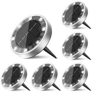 6 Pack Solar Lights Outdoor Waterproof, 8 LED Solar Ground Lights | Flat Solar Disc Light Landscape Lighting for Pathway Garden Yard Walkway Driveway Lawn, Cool White 6 Pack Solar Lights Outdoor Waterproof, 8 LED Solar Ground Lights | Flat Solar Disc Light Landscape Lighting for Pathway Garden Yard Walkway Driveway Lawn, Cool White