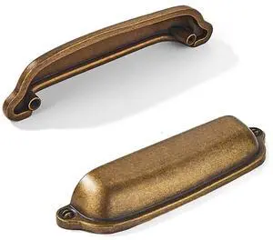 10 Pack Antique Brass Cup Pulls 3 Inch Center to Center - Cabinet & Drawer Handles for Kitchen Hardware 10 Pack Antique Brass Cup Pulls 3 Inch Center to Center - Cabinet & Drawer Handles for Kitchen Hardware