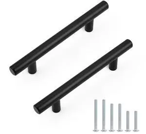 30 Pack Hole Centers 3-3/4inch Matte Black Kitchen Cabinet Handles, Stainless Steel Dresser Drawer Pulls, Modern T Bar 6inch Length Pull Handle for Closet 30 Pack Hole Centers 3-3/4inch Matte Black Kitchen Cabinet Handles, Stainless Steel Dresser Drawer Pulls, Modern T Bar 6inch Length Pull Handle for Closet