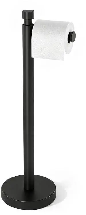Toilet Paper Holder Stand with Weighted Base, Matte Black | Stainless Steel Design with Open-Arm Access for Bathrooms and Powder Rooms Toilet Paper Holder Stand with Weighted Base, Matte Black | Stainless Steel Design with Open-Arm Access for Bathrooms and Powder Rooms