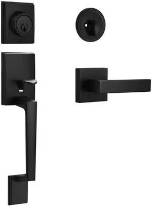 Matte Black Front Door Handle and Single Cylinder Deadbolt Combo Set | Black Exterior Door Lever, Heavy Duty Modern Front Door Lock Set, Reversible for Right & Left Handed Doors Matte Black Front Door Handle and Single Cylinder Deadbolt Combo Set | Black Exterior Door Lever, Heavy Duty Modern Front Door Lock Set, Reversible for Right & Left Handed Doors