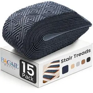BAGAIL 15-Pack Non-Slip Stair Treads 8"x30" for Wooden Steps, Bluish Grey | No-Residue Adhesive, 0.28" Thick Cushion, Machine Washable, Safe for Dogs, Kids & Elderly, Peel-and-Stick Easy Installation BAGAIL 15-Pack Non-Slip Stair Treads 8"x30" for Wooden Steps, Bluish Grey | No-Residue Adhesive, 0.28" Thick Cushion, Machine Washable, Safe for Dogs, Kids & Elderly, Peel-and-Stick Easy Installation