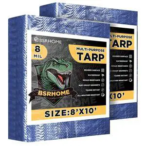 Tarps Waterproof 8x10 Feet, 2 Pack Heavy Duty Blue Tarp Cover 8 Mil Thick, Resistant Plastic Tarpaulin with Metal Grommets, Outdoor Tent Cover for Emergency Rain Tarps Waterproof 8x10 Feet, 2 Pack Heavy Duty Blue Tarp Cover 8 Mil Thick, Resistant Plastic Tarpaulin with Metal Grommets, Outdoor Tent Cover for Emergency Rain