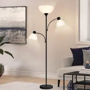 Floor Lamps for Living Room, 72" Tall Torchiere Floor Lamp with 8W Adjustable Reading Lights, Industrial Lamps for Living Room, Bedroom, Office, Black Tree Floor Lamp3 Bulbs Included Floor Lamps for Living Room, 72" Tall Torchiere Floor Lamp with 8W Adjustable Reading Lights, Industrial Lamps for Living Room, Bedroom, Office, Black Tree Floor Lamp3 Bulbs Included