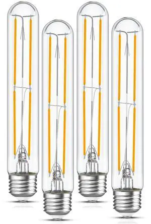 Tubular Light Bulb 7.3 Inch Dimmable T10 LED Bulb E26 6W 60 Watts | Edison Bulbs 2700K Solf White,185mm Long for Wall Sconces, Pendant, Livingroom, 4-Pack Tubular Light Bulb 7.3 Inch Dimmable T10 LED Bulb E26 6W 60 Watts | Edison Bulbs 2700K Solf White,185mm Long for Wall Sconces, Pendant, Livingroom, 4-Pack