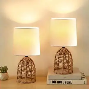 Rattan Lamp Boho Lamps Set of 2-13.75" Mini Farmhouse Table Lamp Rustic End Table Decorative Small Lamps for Small Spaces Bedroom Nightstand Living Room Reading Desk Side Table Lamp Rattan Lamp Boho Lamps Set of 2-13.75" Mini Farmhouse Table Lamp Rustic End Table Decorative Small Lamps for Small Spaces Bedroom Nightstand Living Room Reading Desk Side Table Lamp
