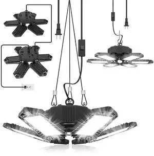 2 Pack Plug in Garage Light, 20000LM Shop Light Bay Lighting 6500K | 200W Ultra Bright, Linkable Design, 6 Deformable LED Panels, for Garage workshop Basement 2 Pack Plug in Garage Light, 20000LM Shop Light Bay Lighting 6500K | 200W Ultra Bright, Linkable Design, 6 Deformable LED Panels, for Garage workshop Basement
