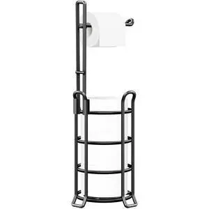 Toilet Paper Holder Stand Free Standing, Holds 4 Mega Rolls, Black | Tool-Free Assembly, Detachable Metal Wire Frame, Powder-Coated Finish, Easy Storage and Flexible Bathroom Placement Toilet Paper Holder Stand Free Standing, Holds 4 Mega Rolls, Black | Tool-Free Assembly, Detachable Metal Wire Frame, Powder-Coated Finish, Easy Storage and Flexible Bathroom Placement