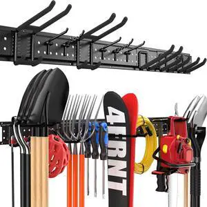 Garage Tool Organizer Wall Mount 49.5 inches with 10 Adjustable Heavy-Duty Hooks, Garage Organization, Garden Tool Storage Rack, Yard, and Shed, Holds Up to 400 lbs Garage Tool Organizer Wall Mount 49.5 inches with 10 Adjustable Heavy-Duty Hooks, Garage Organization, Garden Tool Storage Rack, Yard, and Shed, Holds Up to 400 lbs