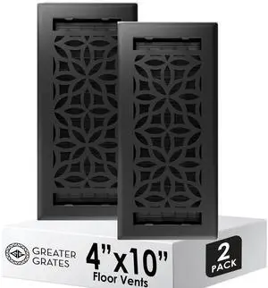 Floor Vent Covers 4x10 Floor Register Heavy-Duty Steel, Rustproof & Walkable Grates, Drop-in Install, Adjustable Airflow Decorative (Floral Textured Black, 2 Pack) Floor Vent Covers 4x10 Floor Register Heavy-Duty Steel, Rustproof & Walkable Grates, Drop-in Install, Adjustable Airflow Decorative (Floral Textured Black, 2 Pack)