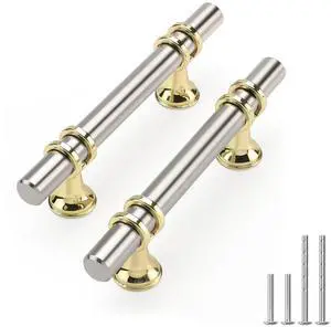 10 Pack 3 Inch Hole Center Brushed Nickel and Gold Cabinet Pulls | 5" Length, Easy To Install, Suitable for Kitchen, Cabinets, Bifold Closet Doors, and Bathrooms, Heavy-Duty, Rustproof 10 Pack 3 Inch Hole Center Brushed Nickel and Gold Cabinet Pulls | 5" Length, Easy To Install, Suitable for Kitchen, Cabinets, Bifold Closet Doors, and Bathrooms, Heavy-Duty, Rustproof