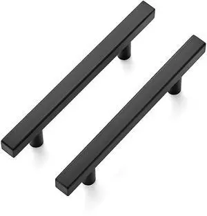 Matte Black Cabinet Hardware Square Pulls, 3.75 Inch, 30 Pack | 6 Inch Overall Length, Stainless Steel, Round Foot Base, Kitchen Drawer Handles, For Cupboards, Dressers, Cabinets Matte Black Cabinet Hardware Square Pulls, 3.75 Inch, 30 Pack | 6 Inch Overall Length, Stainless Steel, Round Foot Base, Kitchen Drawer Handles, For Cupboards, Dressers, Cabinets