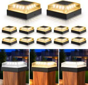 Solar Post Cap Lights for 4x4 Wood/Vinyl Fence Posts, 12-Pack | 4x4 Post Solar Lights, IP65 Waterproof, 10-12 Hours of Illumination with 3 Lighting Modes for Garden/Patio/Porch, Black Solar Post Cap Lights for 4x4 Wood/Vinyl Fence Posts, 12-Pack | 4x4 Post Solar Lights, IP65 Waterproof, 10-12 Hours of Illumination with 3 Lighting Modes for Garden/Patio/Porch, Black