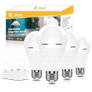 A19 Rechargeable Light Bulbs Emergency Light Bulb for Power Outages, Led Bulb 60 Watt Equiv., Self-Charging Light Bulb 1200mAh Battery Backup Light Bulbs for Daily, Emergency Use (Daylight) A19 Rechargeable Light Bulbs Emergency Light Bulb for Power Outages, Led Bulb 60 Watt Equiv., Self-Charging Light Bulb 1200mAh Battery Backup Light Bulbs for Daily, Emergency Use (Daylight)