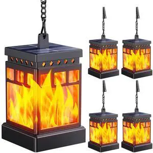 Hanging Solar Lanterns Outdoor Waterproof, 4PCS Flickering Flame Hanging Solar Lights for Outside, Outdoor Solar Lanterns up to 12 Hours, Lanterns Decorative for Patio Porch Yard Garden Decor Hanging Solar Lanterns Outdoor Waterproof, 4PCS Flickering Flame Hanging Solar Lights for Outside, Outdoor Solar Lanterns up to 12 Hours, Lanterns Decorative for Patio Porch Yard Garden Decor