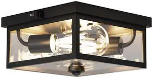 Outdoor Ceiling Light with Motion Sensor, Flush Mount Porch Light, Exterior Light Fixture with Clear Glass, Dusk to Dawn 2-Light Fixture for Patio,Porch (8.5 in) Outdoor Ceiling Light with Motion Sensor, Flush Mount Porch Light, Exterior Light Fixture with Clear Glass, Dusk to Dawn 2-Light Fixture for Patio,Porch (8.5 in)