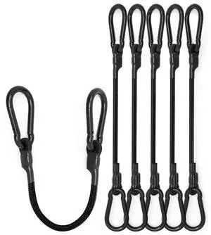 8 Pack 12" Heavy Duty Bungee Cords with Carabiner Hooks, 190 Lbs Strength | LUCKY STRAPS Black UV Resistant Bungee Straps for Luggage Racks, Cargo, Hand Carts, Bikes, Trucks, Motor, Camping & Outdoor 8 Pack 12" Heavy Duty Bungee Cords with Carabiner Hooks, 190 Lbs Strength | LUCKY STRAPS Black UV Resistant Bungee Straps for Luggage Racks, Cargo, Hand Carts, Bikes, Trucks, Motor, Camping & Outdoor