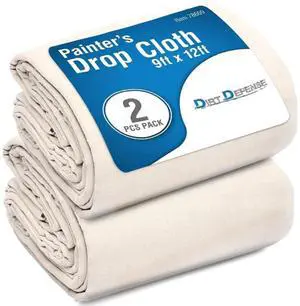 Pack of 2: All Purpose Canvas Drop Cloth Cotton Tarp 9x12 Large Canvas Tarp for Art Supplies, Drop Cloth for Painting Supplies/Paint Fabric or Couch Cover and Furniture Cover from Paint Pack of 2: All Purpose Canvas Drop Cloth Cotton Tarp 9x12 Large Canvas Tarp for Art Supplies, Drop Cloth for Painting Supplies/Paint Fabric or Couch Cover and Furniture Cover from Paint