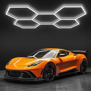 Hexagon Garage Lights, LED Honeycomb Lights Ceiling, 192W, 23040LM, 6500K Super Bright, 5 Grid Systems Car Detailing Light for Garage Warehouse Workshop Basement Gym Hexagon Garage Lights, LED Honeycomb Lights Ceiling, 192W, 23040LM, 6500K Super Bright, 5 Grid Systems Car Detailing Light for Garage Warehouse Workshop Basement Gym