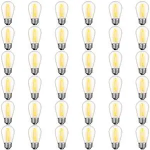 36 Pack S14 LED Bulbs for Outdoor String Lights, Shatterproof Replacement Edison Bulbs for Patio String Lights Outdoor Waterproof, Warm White 2200K, Dimmable, E26 Standard Base 36 Pack S14 LED Bulbs for Outdoor String Lights, Shatterproof Replacement Edison Bulbs for Patio String Lights Outdoor Waterproof, Warm White 2200K, Dimmable, E26 Standard Base