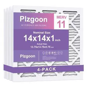 14x14x1 Air Filter MERV 11, 4-Pack for AC & Furnace, MPR 1000 | Actual size: 13.78 x 13.78 x 0.79 inches. Pleated electrostatic media for efficient airflow and better filtration 14x14x1 Air Filter MERV 11, 4-Pack for AC & Furnace, MPR 1000 | Actual size: 13.78 x 13.78 x 0.79 inches. Pleated electrostatic media for efficient airflow and better filtration