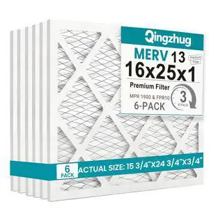 16x25x1 MERV 13 (6-Pack) Pleated Air Filter (Actual Size: 15.75" x 24.75" x 0.75") MPR 1900 & FPR 10, Furnace Air Filters 16x25x1 MERV 13 (6-Pack) Pleated Air Filter (Actual Size: 15.75" x 24.75" x 0.75") MPR 1900 & FPR 10, Furnace Air Filters
