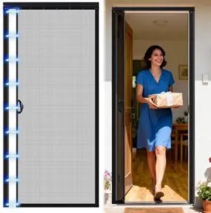 Retractable Screen Door with Sliding Track Fits Door Size 33" x 80" (Curtain Size 34'' x 81'') Pet Friendly Magnetic Fiberglass Mesh Screen for Patio French Sliding Doors Weighted Bottom Retractable Screen Door with Sliding Track Fits Door Size 33" x 80" (Curtain Size 34'' x 81'') Pet Friendly Magnetic Fiberglass Mesh Screen for Patio French Sliding Doors Weighted Bottom