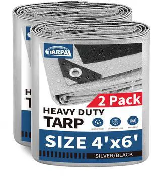 Small Tarps 4x6 Feet(2-Pack) Heavy Duty Tarp 10.5Mil,Silver/Black | Multipurpose Protective Cover with grommets Waterproof,Snow or UV Protection,Durable Reinforced Edges Small Tarps 4x6 Feet(2-Pack) Heavy Duty Tarp 10.5Mil,Silver/Black | Multipurpose Protective Cover with grommets Waterproof,Snow or UV Protection,Durable Reinforced Edges