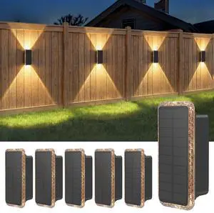 Solar Fence Lights Outdoor 6 Pack, 5CCT(3000K-6000K) Up and Down Solar Wall Lights, IP65 Waterproof Dusk to Dawn Wood Fence Lights Solar Powered for Patio, Porch, Backyard, Garage, Wall Decor Solar Fence Lights Outdoor 6 Pack, 5CCT(3000K-6000K) Up and Down Solar Wall Lights, IP65 Waterproof Dusk to Dawn Wood Fence Lights Solar Powered for Patio, Porch, Backyard, Garage, Wall Decor