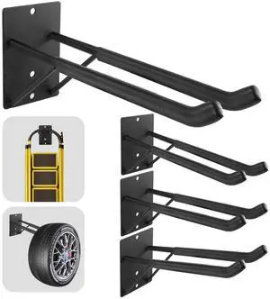14" Large Heavy Duty Garage Hooks, 4-Pack Steel Garage Storage Hooks with Support Rods, Utility Wall Mount Hangers for Power Tools, Car Tires, Ladders, Chairs, Garden Tools and More 14" Large Heavy Duty Garage Hooks, 4-Pack Steel Garage Storage Hooks with Support Rods, Utility Wall Mount Hangers for Power Tools, Car Tires, Ladders, Chairs, Garden Tools and More