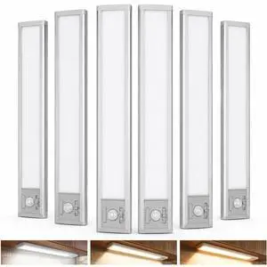 6Pack Aluminum Under Cabinet Lighting, 10inch Rechargeable Ultra-Thin Magnetic Motion Sensor Closet Lights, 3 Colors & Dimmable, USB-C Wireless Under Counter Lights for Kitchen, Pantry, Wardrobe 6Pack Aluminum Under Cabinet Lighting, 10inch Rechargeable Ultra-Thin Magnetic Motion Sensor Closet Lights, 3 Colors & Dimmable, USB-C Wireless Under Counter Lights for Kitchen, Pantry, Wardrobe