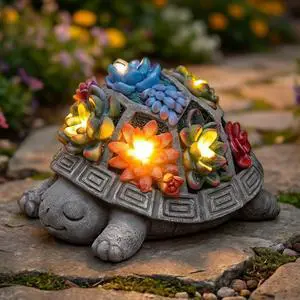 Solar Turtle Garden Outdoor Decor with Succulent & 7 LED Lights Outside Tortoise Statue Decor for Yard Patio Balcony & Backyard - Home House Decoration Art - Gift for Men Dad Women Mom Solar Turtle Garden Outdoor Decor with Succulent & 7 LED Lights Outside Tortoise Statue Decor for Yard Patio Balcony & Backyard - Home House Decoration Art - Gift for Men Dad Women Mom