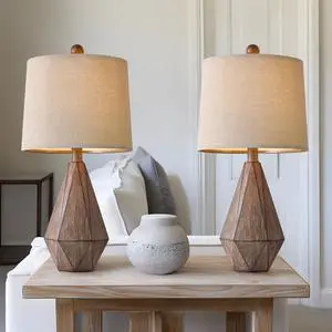 20.25" Retro Farmhouse Table Lamp Set of 2, Small for Bedside, Brown | Rustic bedroom lamps for nightstand, natural resin, compact design, rustic home decor for end table and hallway 20.25" Retro Farmhouse Table Lamp Set of 2, Small for Bedside, Brown | Rustic bedroom lamps for nightstand, natural resin, compact design, rustic home decor for end table and hallway
